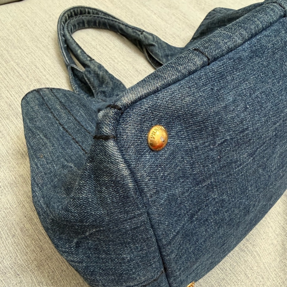 Prada Canapa MM Handbag Denim - Picture 5 of 10